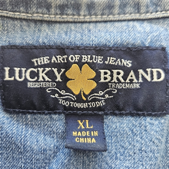 Lucky Brand Denim Shirt Dress XL Boho Western Coastal Cowgirl Festival - Picture 9 of 16